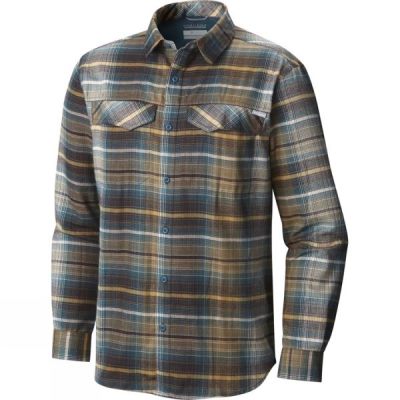 Camisa Columbia Silver Ridge Flannel Manga Larga Hombre Marrones / Amarillo - Chile KSN231465